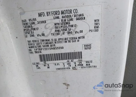 2005 Ford F-150 Stx/Xl/Xlt from USA, damaged, VIN 1FTRF12215NB55550